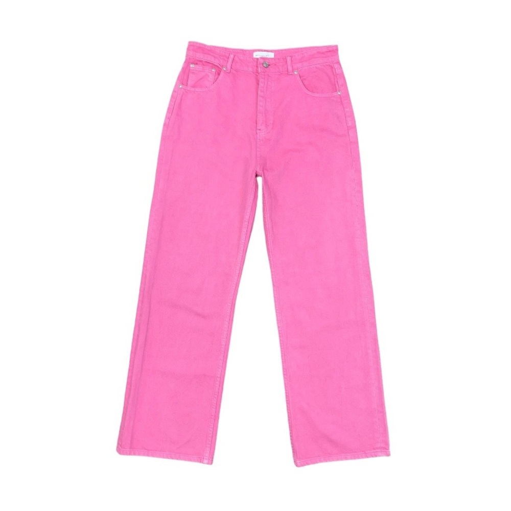 GREY LAB Jeans Women’s Size Large Pink Bright Denim Straight Wide Leg High Rise